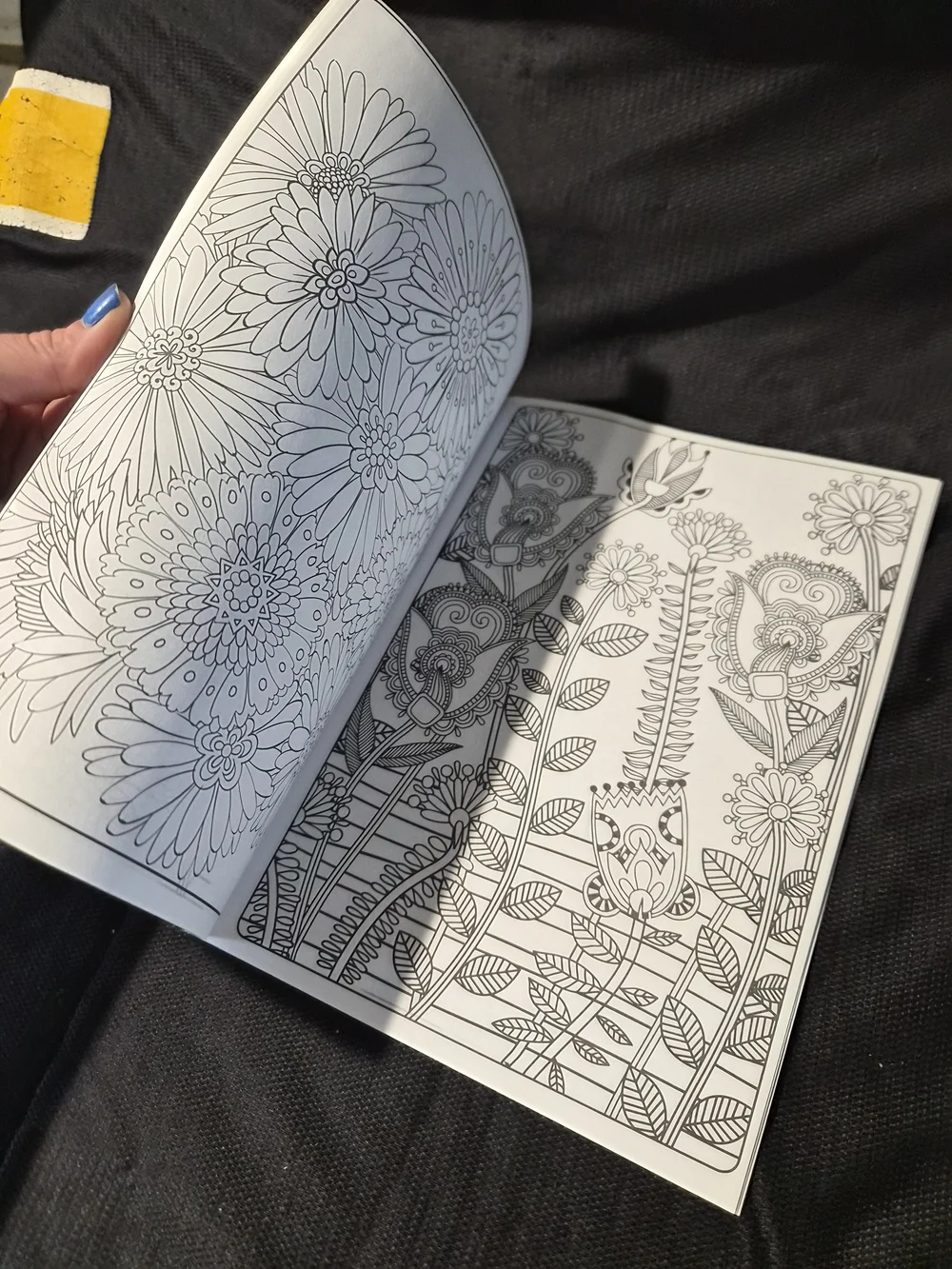 Hand-Colored Flowers Coloring Book Cover - Blue & Yellow
